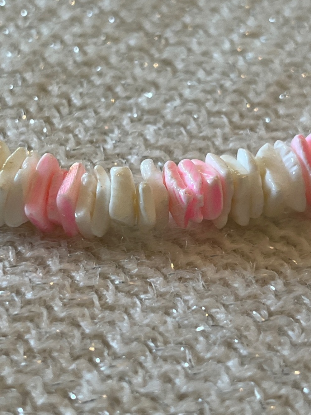 Pink & White Shell Bead Choker Necklace
